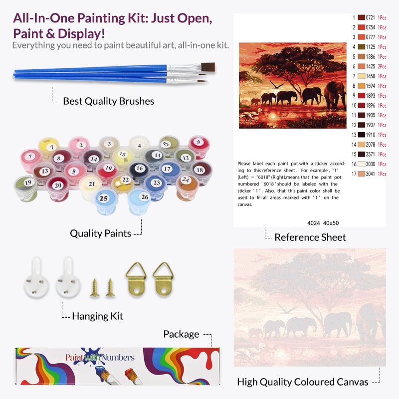 African Elephant Paint by Numbers