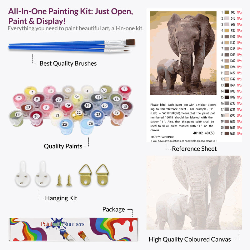 An Elephant Mother's Love Paint by Numbers