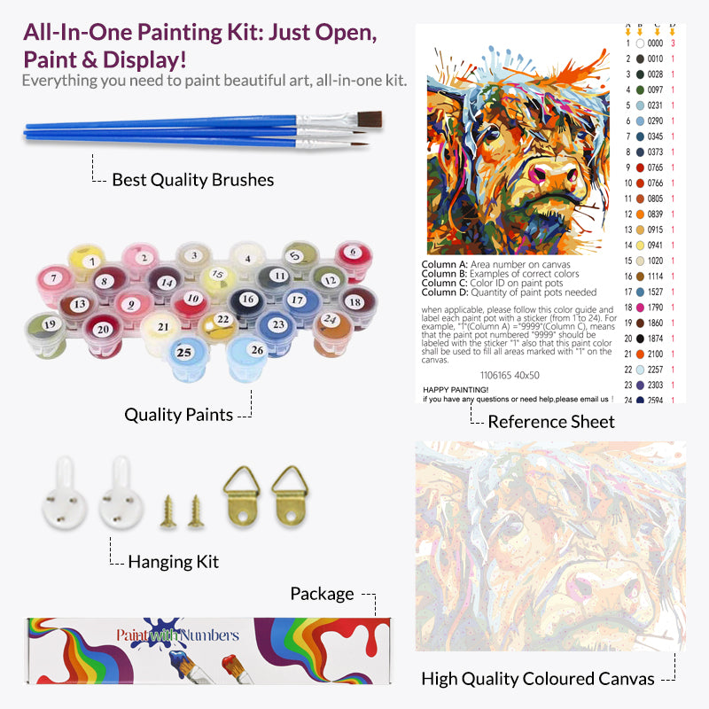 Color Splash Cow Paint by Numbers