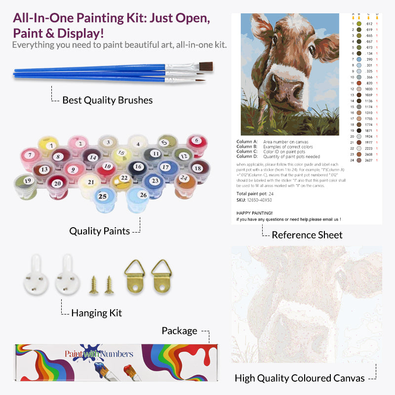 Cute Cow Paint by Numbers