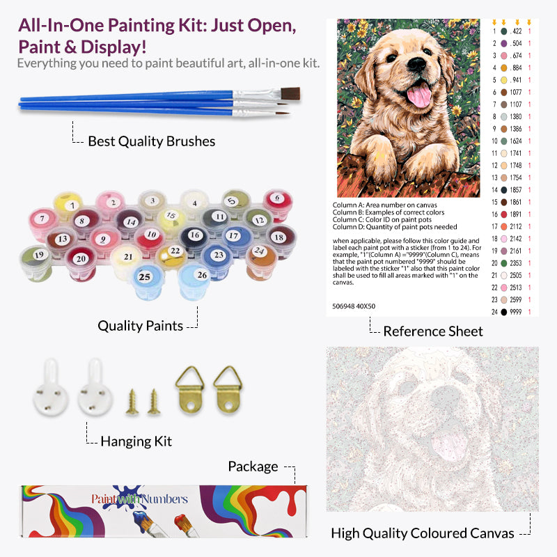 Cute Dog Puppy Paint by Numbers