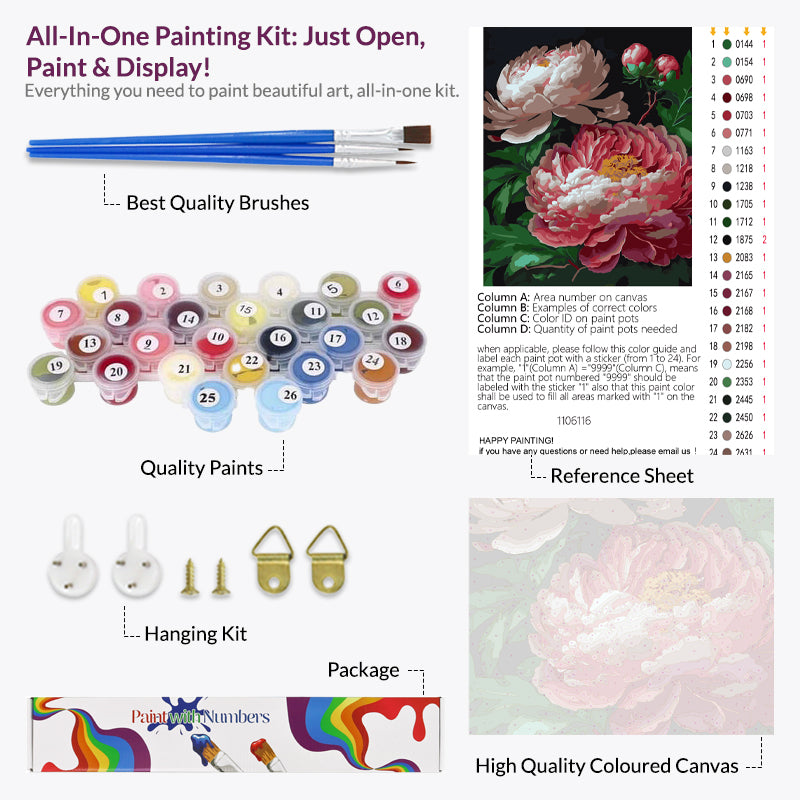 Elegant Peonies Paint by Numbers
