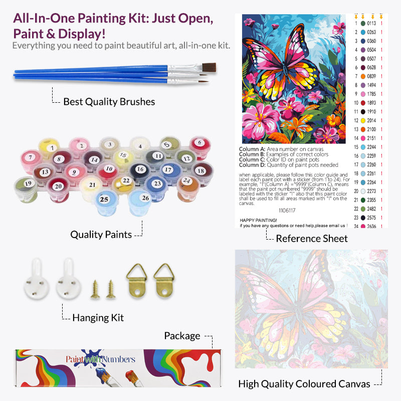 Floral Butterfly Paint by Numbers