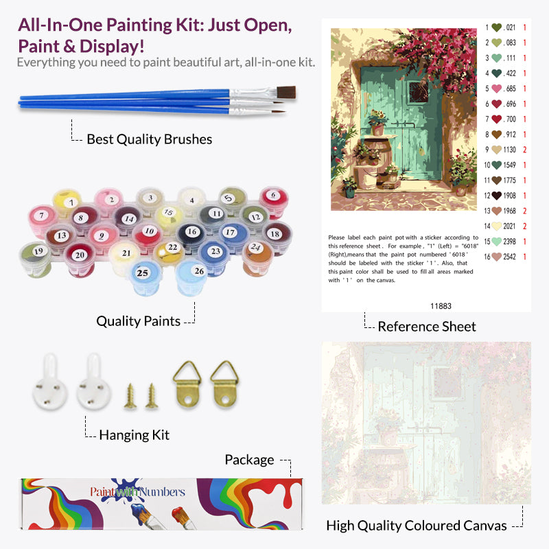 Flowery Front Door Paint by Numbers