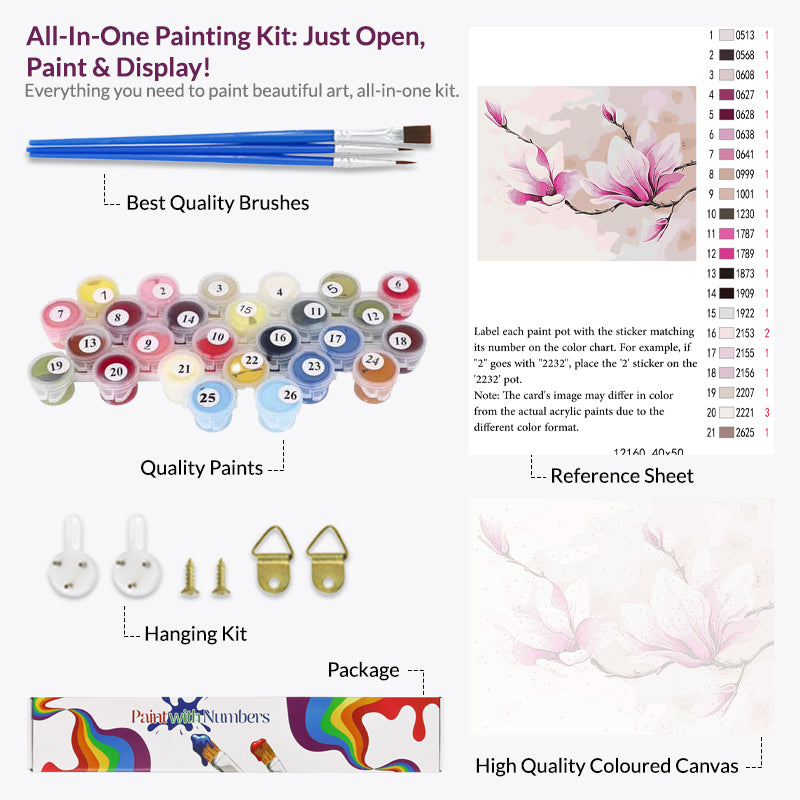 Magnolia Blossoms Paint by Numbers