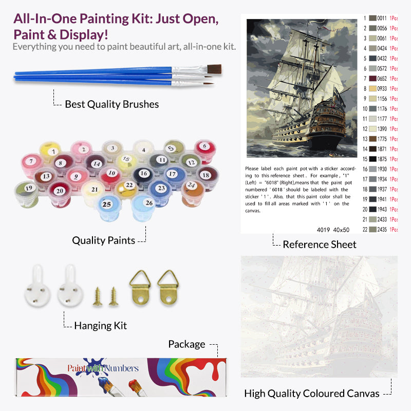 Ship at Stormy Sea Paint By Numbers