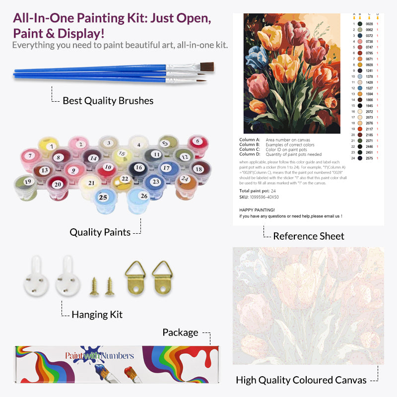Sunset Tulip Garden Paint by Numbers