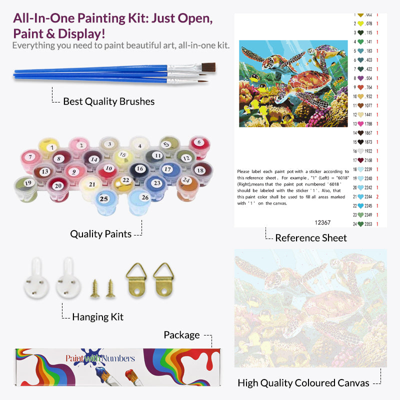Turtle Family Paint By Numbers